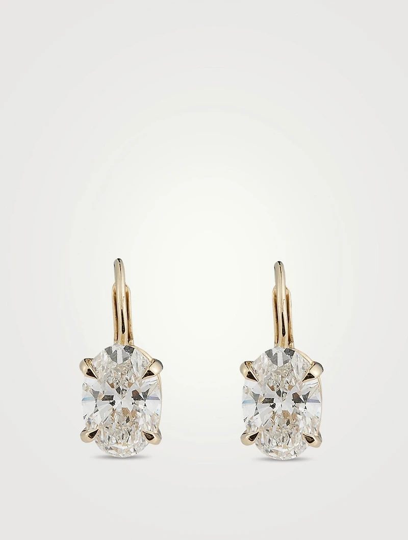 Signature 14K Gold Huggies With Oval Diamond