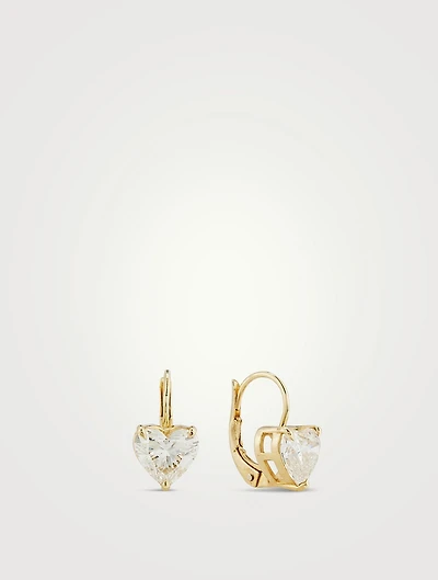 Signature 14K Gold Huggies With Heart Diamonds