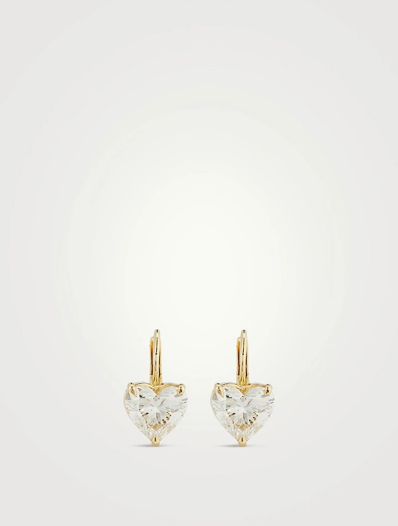 Signature 14K Gold Huggies With Heart Diamonds