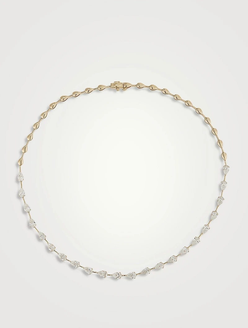 Signature 14K Gold Necklace With Pear Diamonds