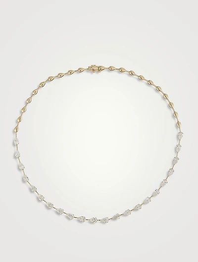 Signature 14K Gold Necklace With Pear Diamonds