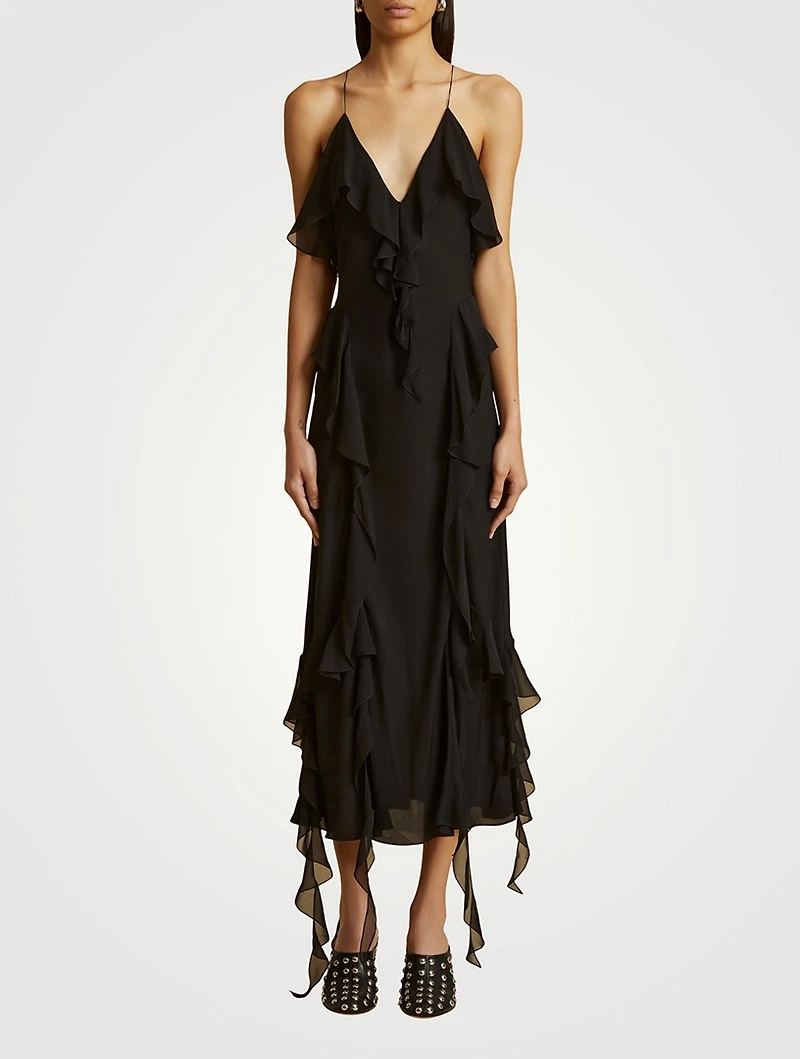 The Pim Ruffled Silk Slip Dress