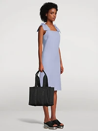 Bow-Trimmed Linen Midi Dress