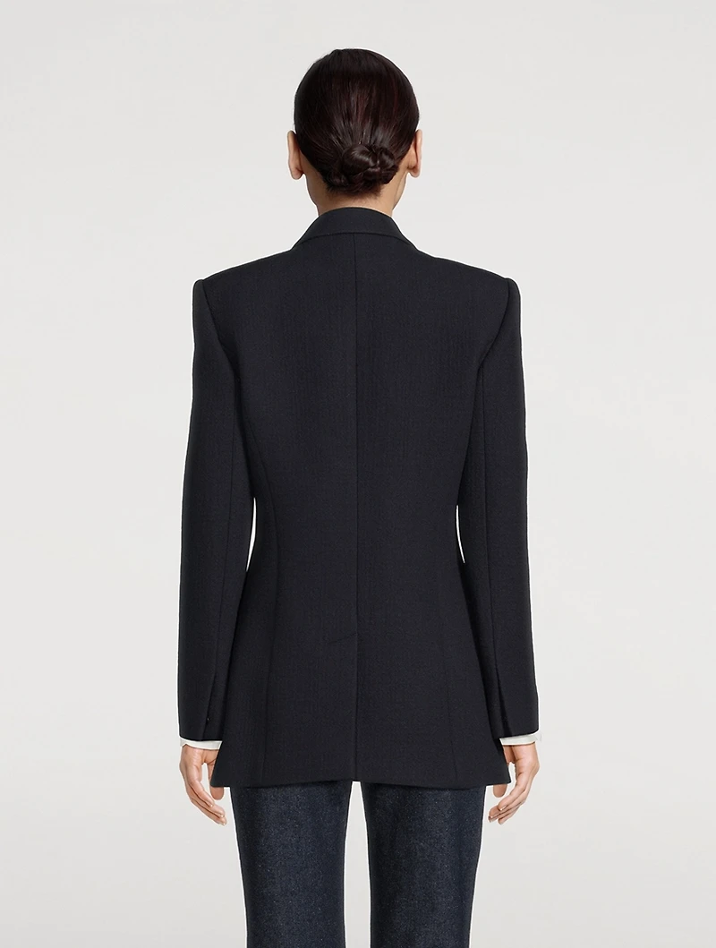Chain-Trimmed Double-Breasted Wool Blazer