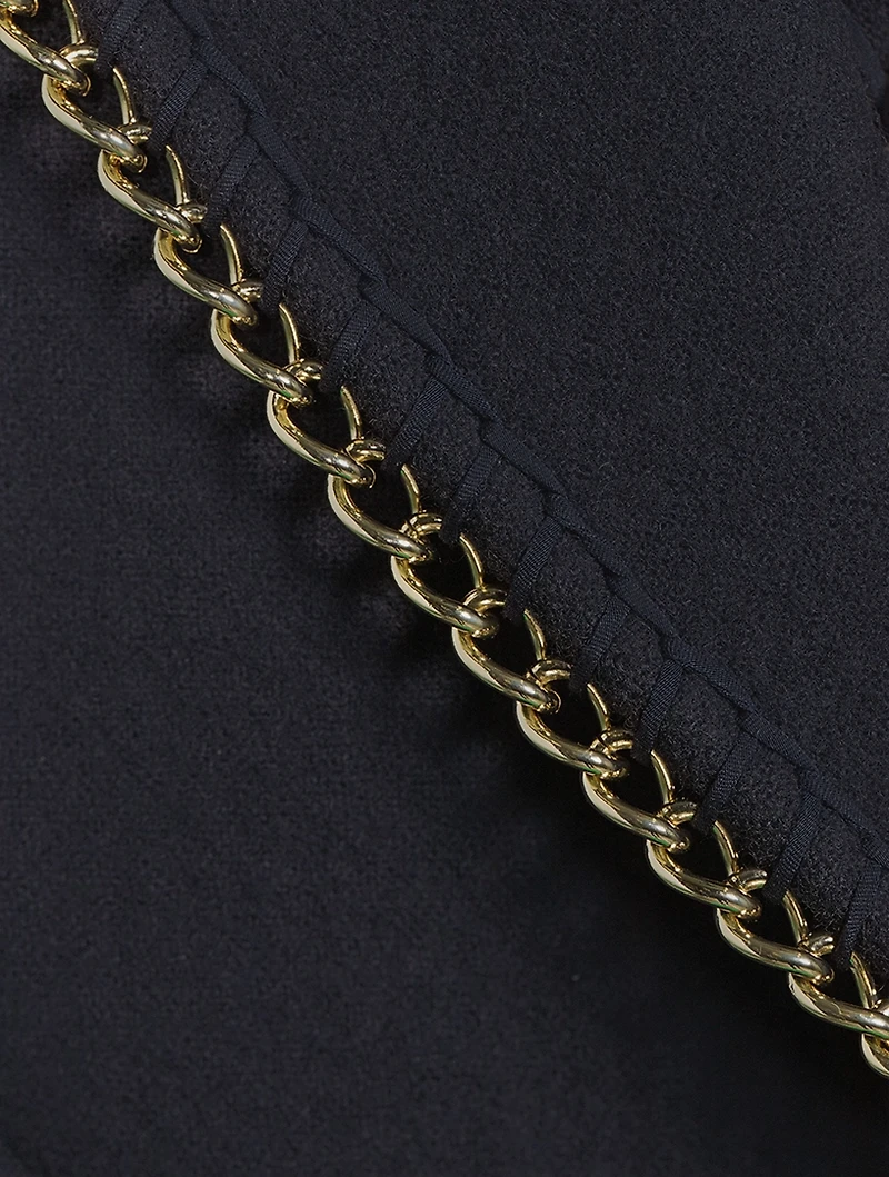 Chain-Trimmed Double-Breasted Wool Blazer