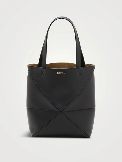 Mini Puzzle Fold Leather Tote Bag