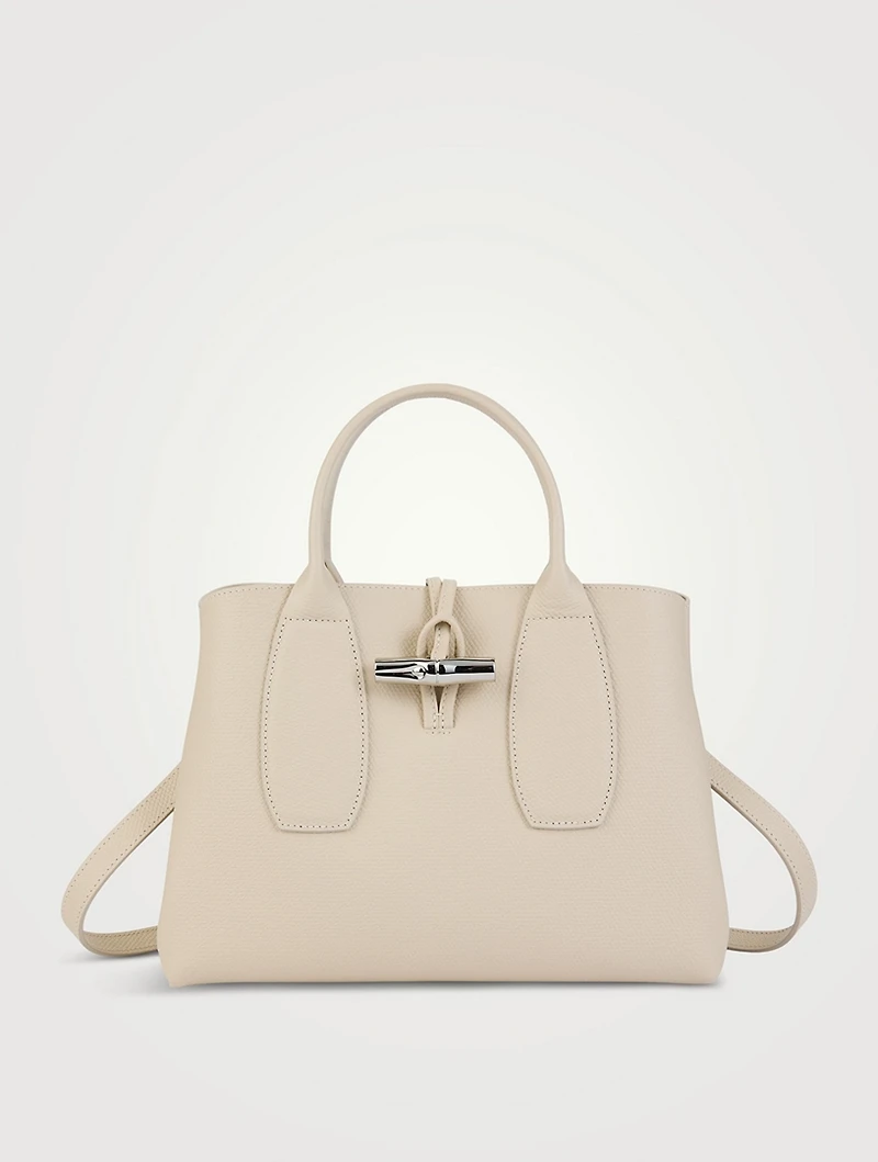 Medium Roseau Leather Top Handle Bag