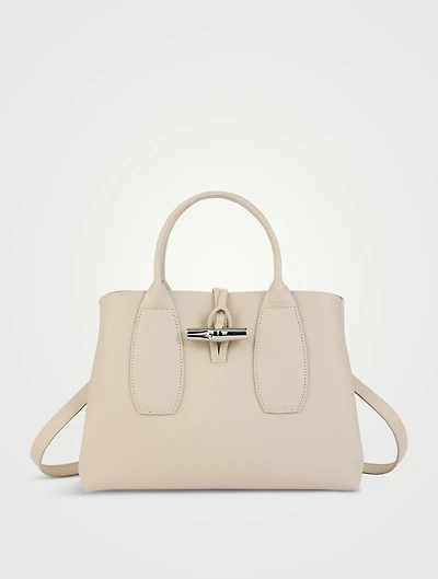 Medium Roseau Leather Top Handle Bag