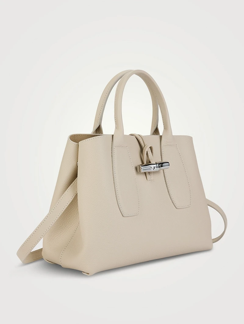 Medium Roseau Leather Top Handle Bag