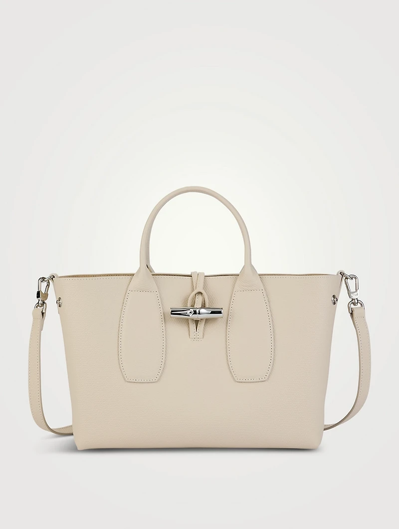 Medium Roseau Leather Top Handle Bag