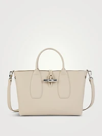 Medium Roseau Leather Top Handle Bag