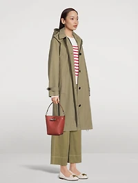 XS Roseau Leather Crossbody Bucket Bag
