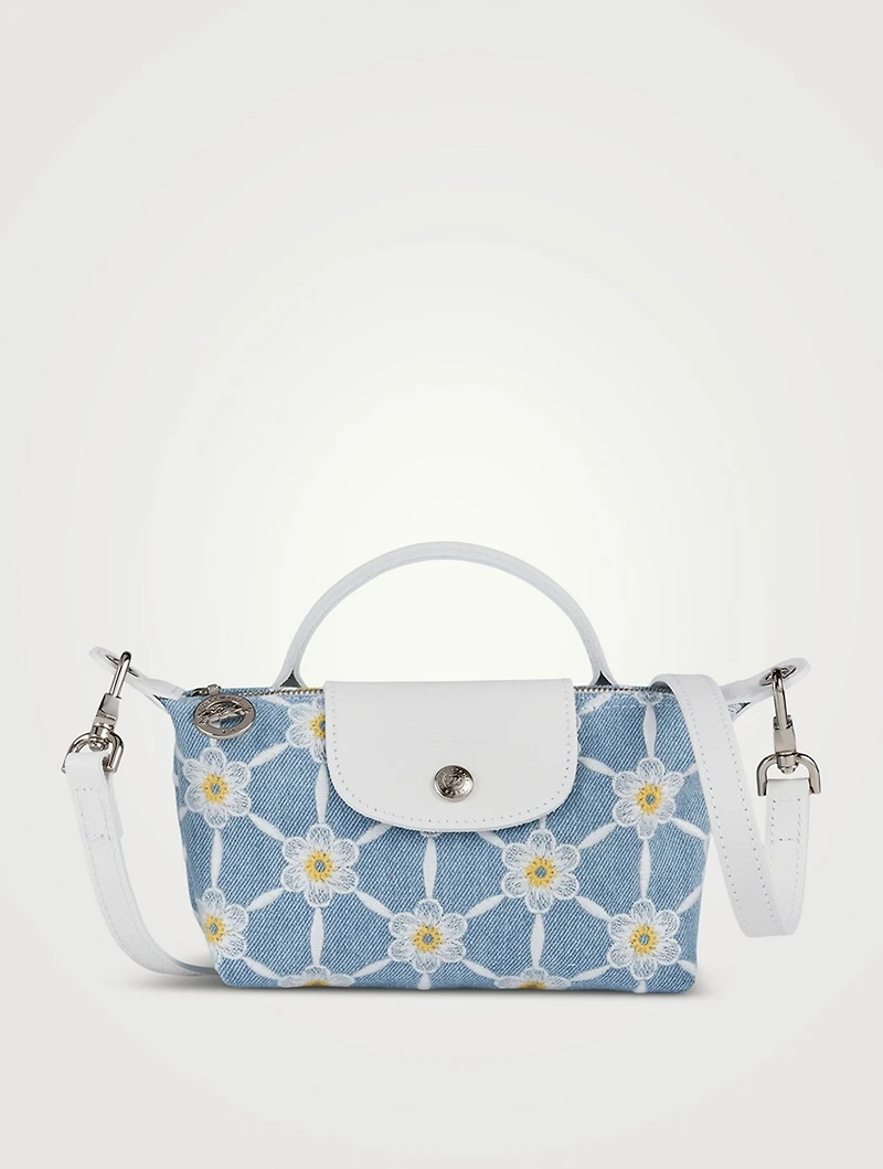 Le Pliage Collection Embroidered Top Handle Bag