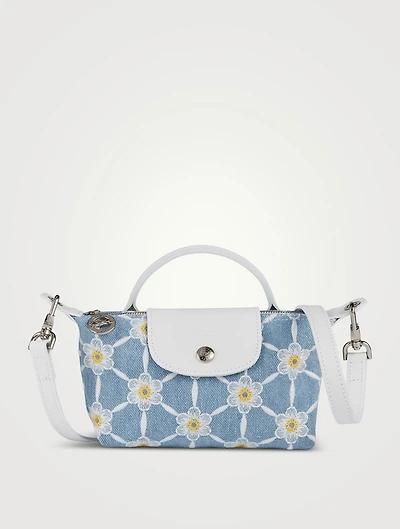 Le Pliage Collection Embroidered Top Handle Bag