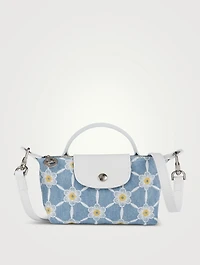 Le Pliage Collection Embroidered Top Handle Bag