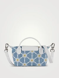 Le Pliage Collection Embroidered Top Handle Bag