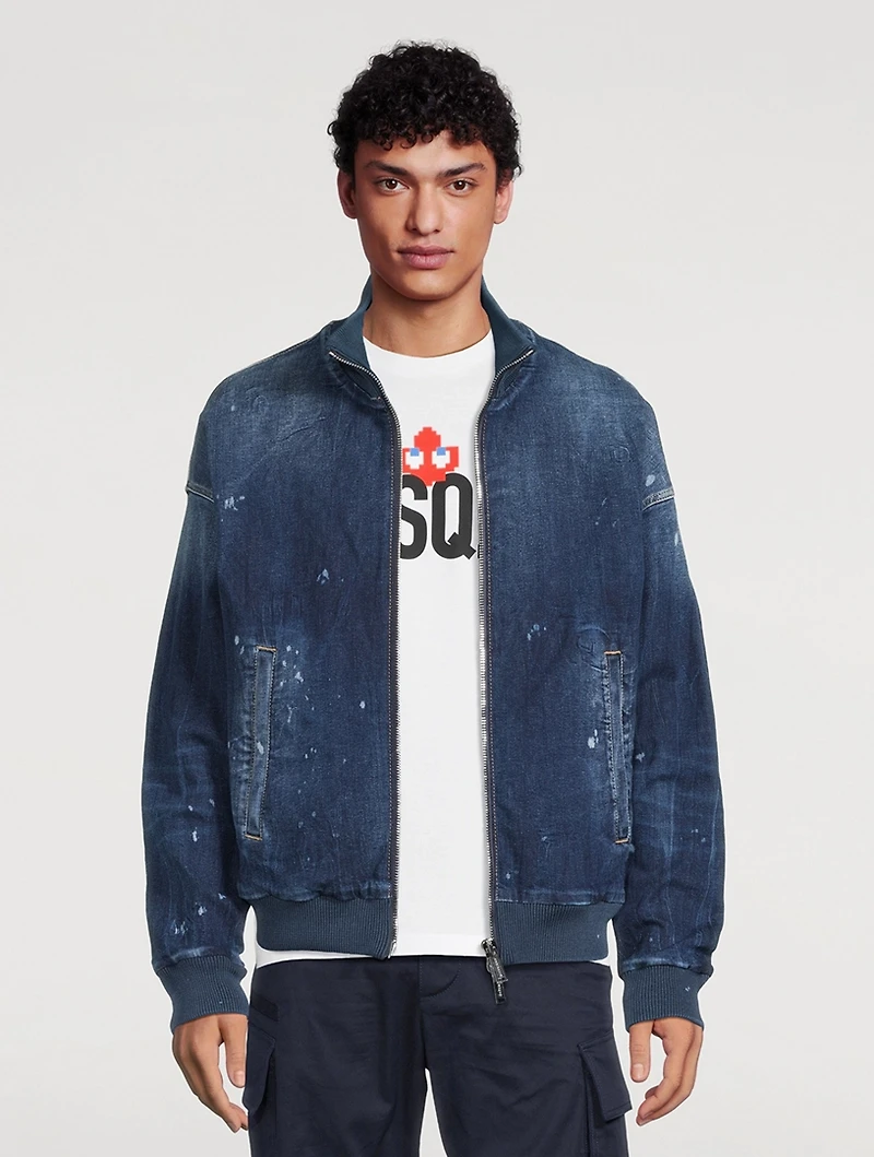 Denim Zip Bomber Jacket