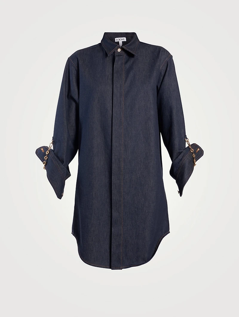 Chain-Trimmed Denim Shirt