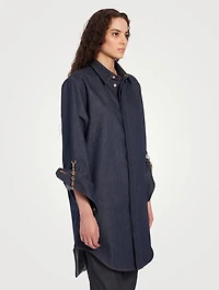 Chain-Trimmed Denim Shirt