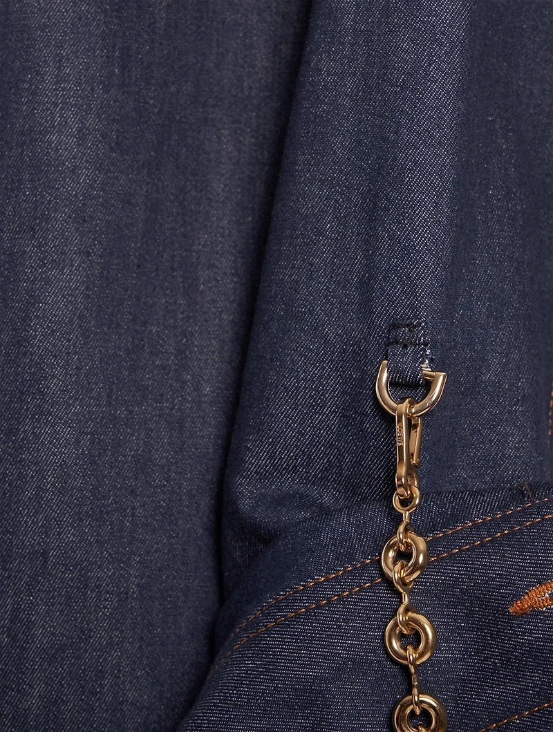 Chain-Trimmed Denim Shirt