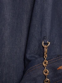 Chain-Trimmed Denim Shirt