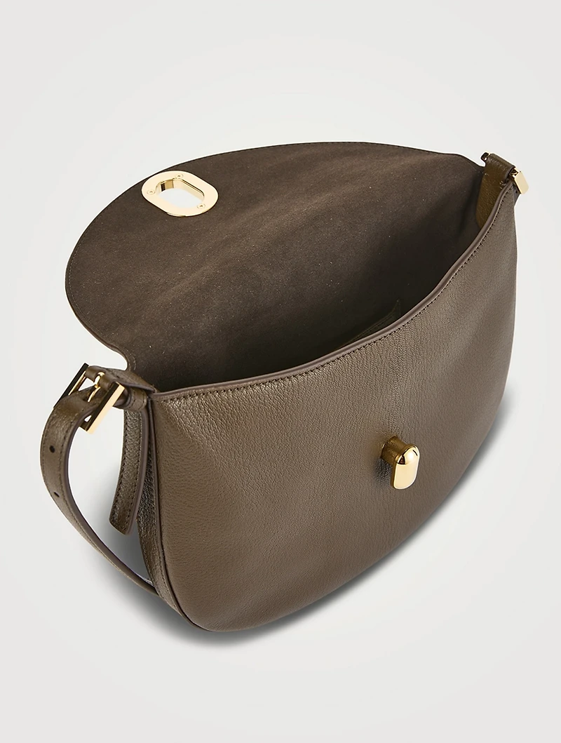 Small Tondo Crescent Leather Shoulder Bag