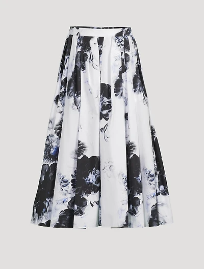 Pleated Midi Skirt Chiaroscuro Print