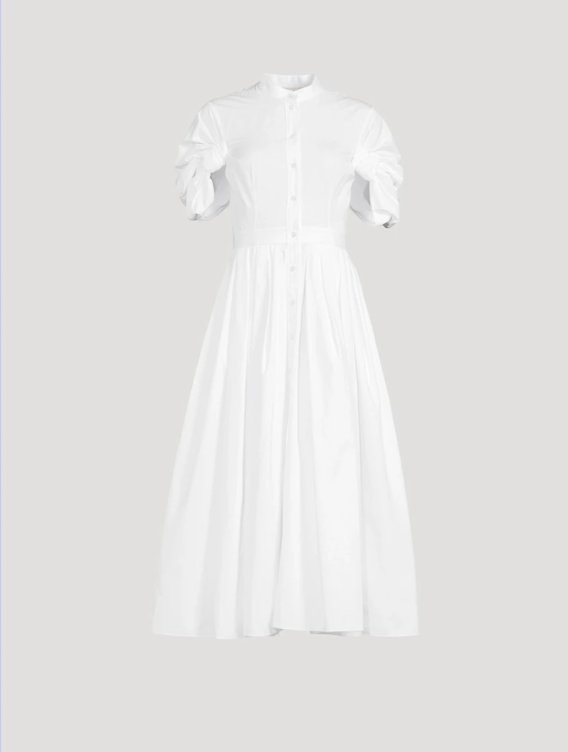 Knot-Sleeve Poplin Shirt Dress
