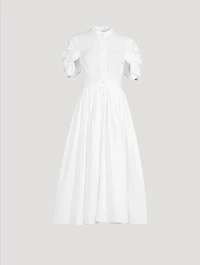 Knot-Sleeve Poplin Shirt Dress
