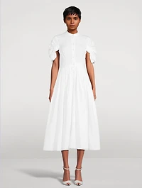 Knot-Sleeve Poplin Shirt Dress
