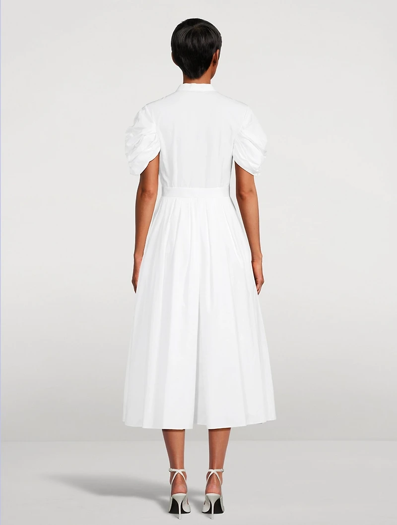 Knot-Sleeve Poplin Shirt Dress