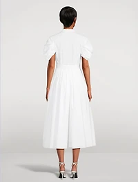 Knot-Sleeve Poplin Shirt Dress