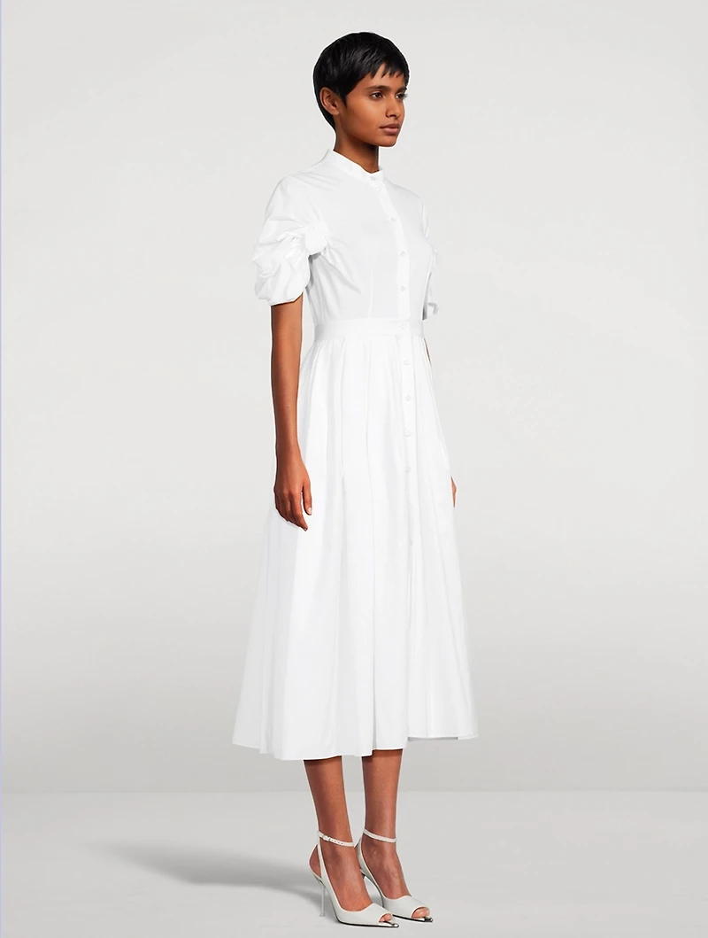 Knot-Sleeve Poplin Shirt Dress