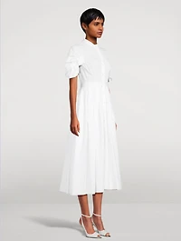 Knot-Sleeve Poplin Shirt Dress