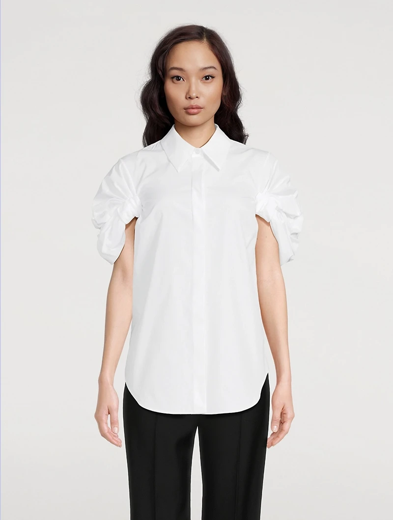 Knot-Sleeve Poplin Shirt