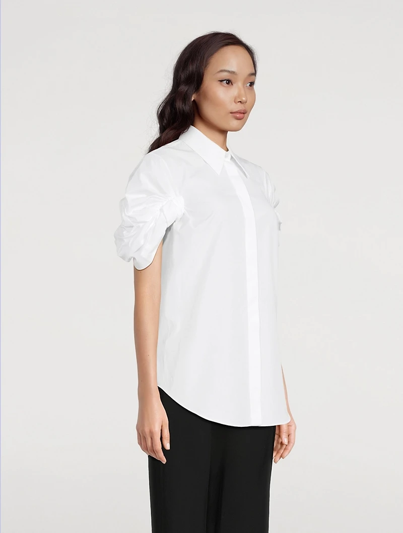 Knot-Sleeve Poplin Shirt