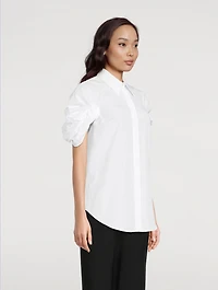 Knot-Sleeve Poplin Shirt
