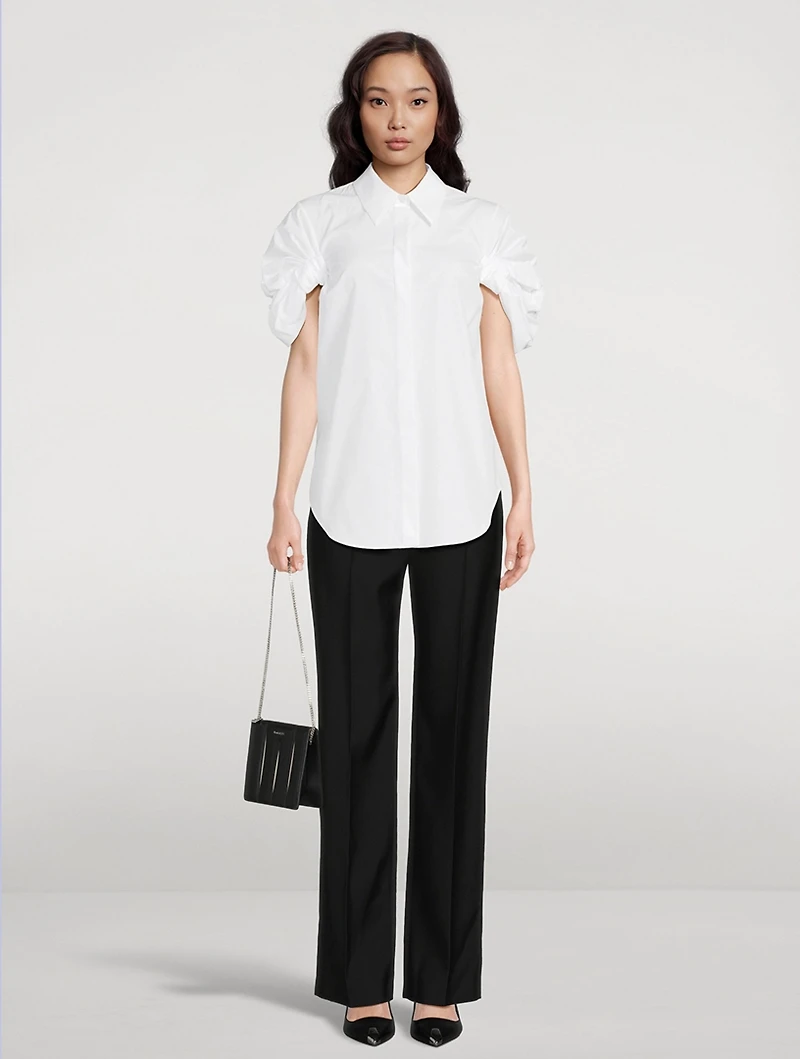 Knot-Sleeve Poplin Shirt