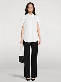 Knot-Sleeve Poplin Shirt