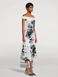Chiaroscuro Jacquard Off-The-Shoulder Dress