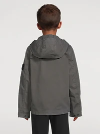 Stretch Cotton Zip Jacket With Hood