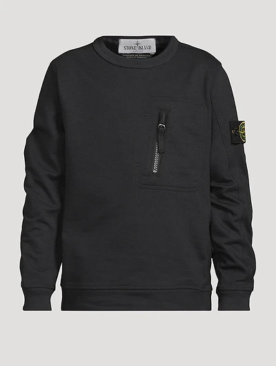 Stretch Cotton Sweatshirt With Zipper