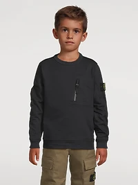 Stretch Cotton Sweatshirt With Zipper