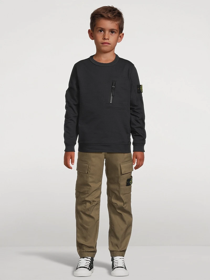 Stretch Cotton Sweatshirt With Zipper