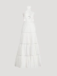 Lasercut Cotton Maxi Dress