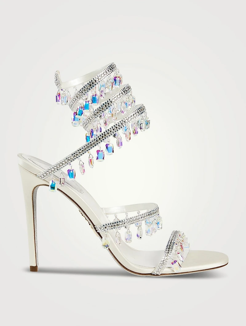 Chandelier Crystal Satin Stiletto Sandals
