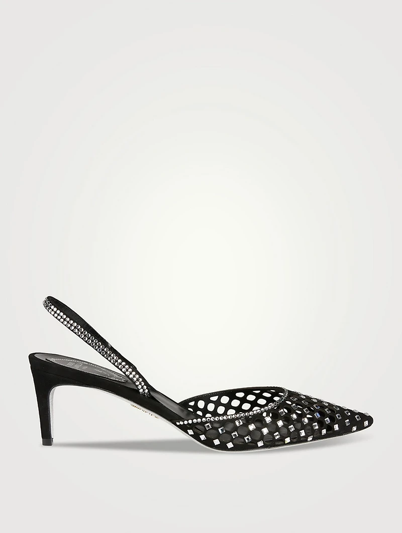 Crystal Suede Slingback Pumps