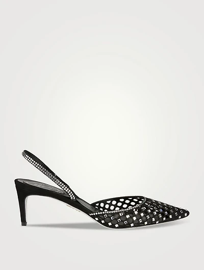 Crystal Suede Slingback Pumps