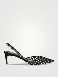 Crystal Suede Slingback Pumps