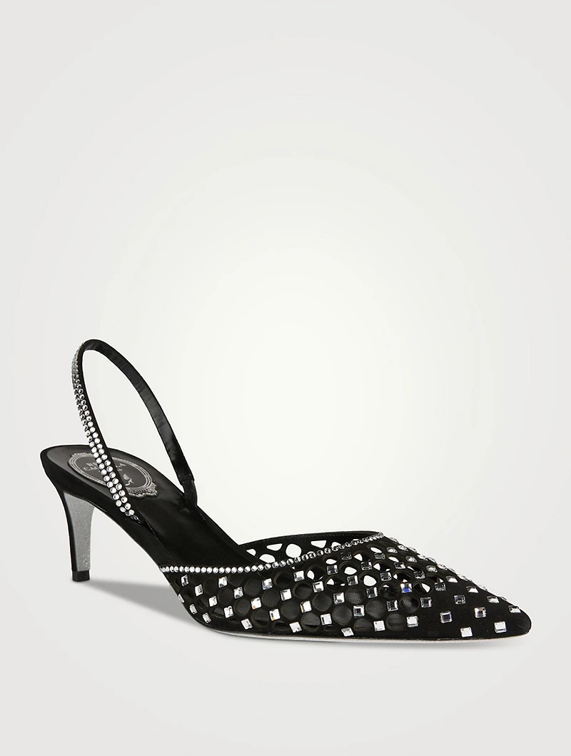 Crystal Suede Slingback Pumps
